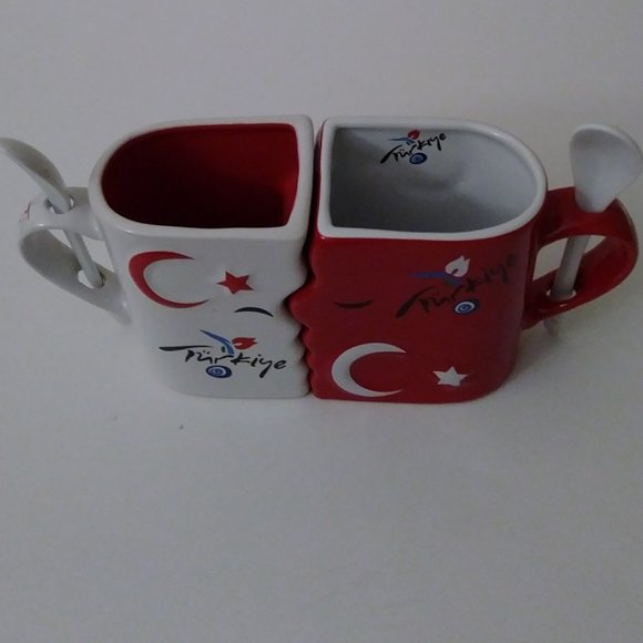 Cute Kissing Coffee Mug  Uniquely Romantic 2 PC. Set with Two Spoons - Picture 8 of 15